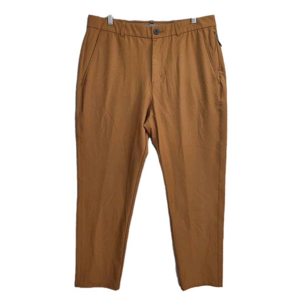 FLX Chino Pants Mens 36x29 Stretch Straight Fit‎ Travel Golf Brown Preppy